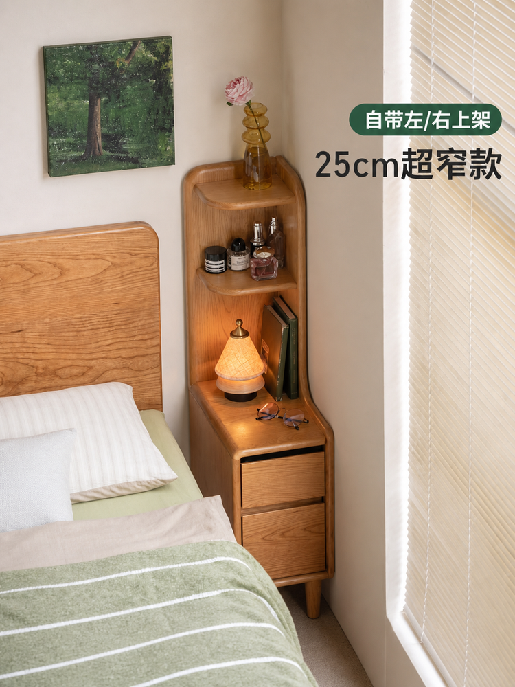 实木床头柜现代简约樱桃木置物柜卧室床边收纳柜子