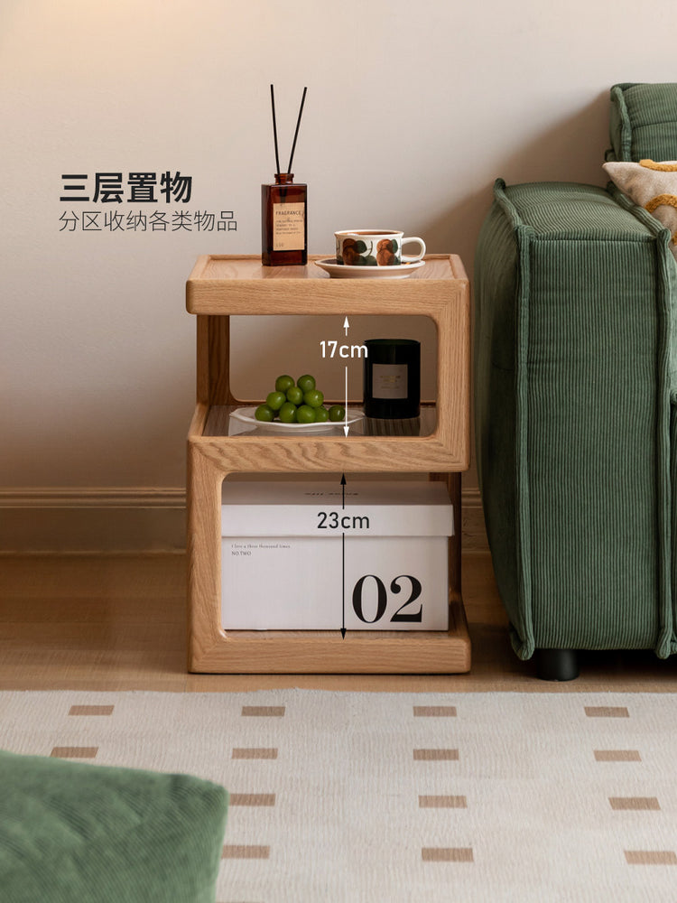 实木边几客厅现代简约沙发角几橡木置物方几原木风床头柜