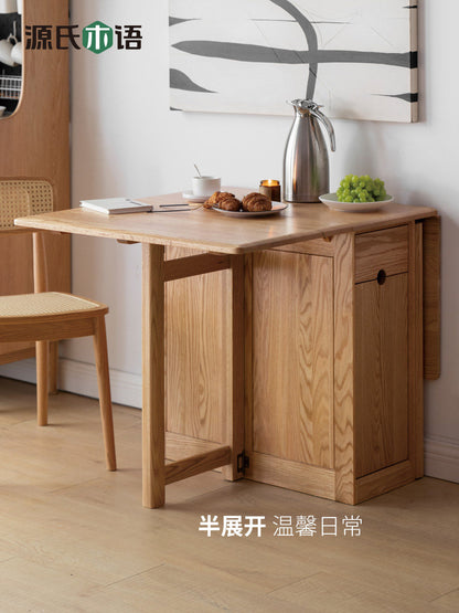 大板实木原木折叠餐桌简易储物桌子小户型伸缩饭桌