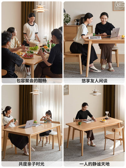 实木餐桌简约现代餐厅吃饭桌山毛榉可靠墙长方形桌子