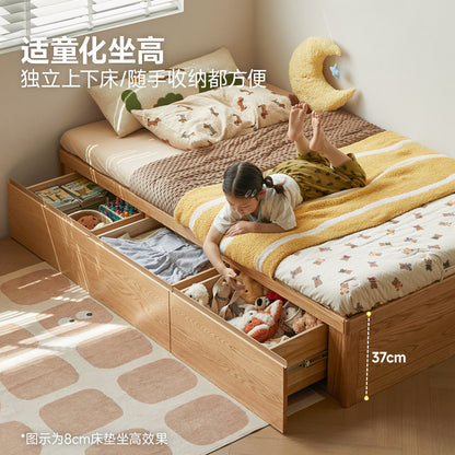 实木儿童床小户型无床头榻榻米储物床男孩女孩落地箱体床