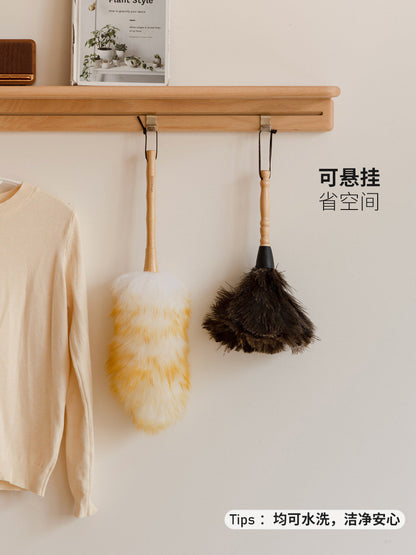 扫灰不易掉毛羊毛家务清洁打扫木柄除尘掸子