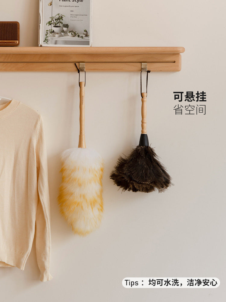 扫灰不易掉毛羊毛家务清洁打扫木柄除尘掸子