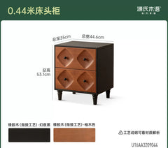 实木床头柜卧室复古储物柜中古风收纳柜床边两抽柜子