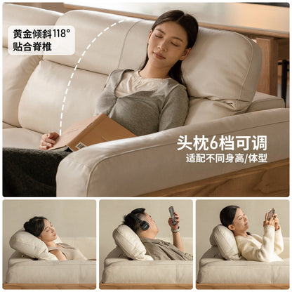 实木现代简约黑鲸白蜡木沙发客厅白色真皮沙发