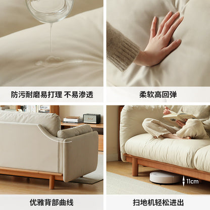 源也三人位樱桃木布艺沙发实木沙发