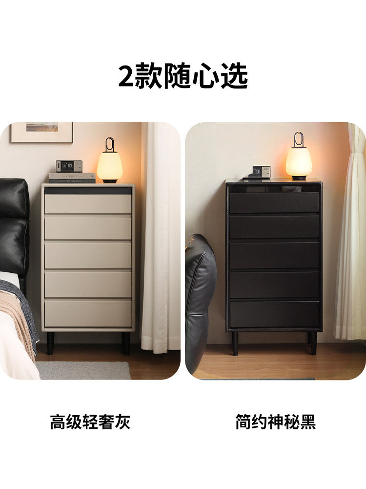 实木斗柜卧室床尾抽屉柜轻奢灰色收纳储物柜靠墙边柜