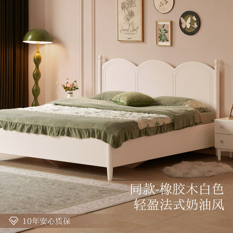 实木床法式复古大板床卧室胡桃色储物床离地箱体床