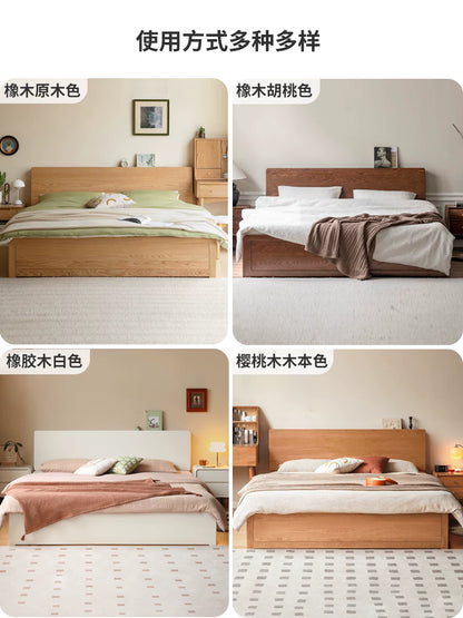 实木双人床简约现代原木风橡木箱体床北欧卧室高箱储物床