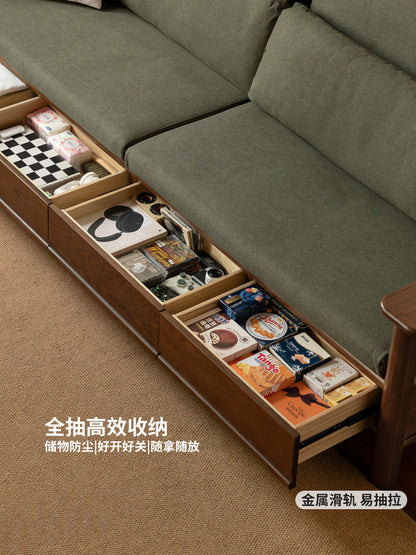 实木客厅现代简约储物橡木小户型冬夏两用沙发