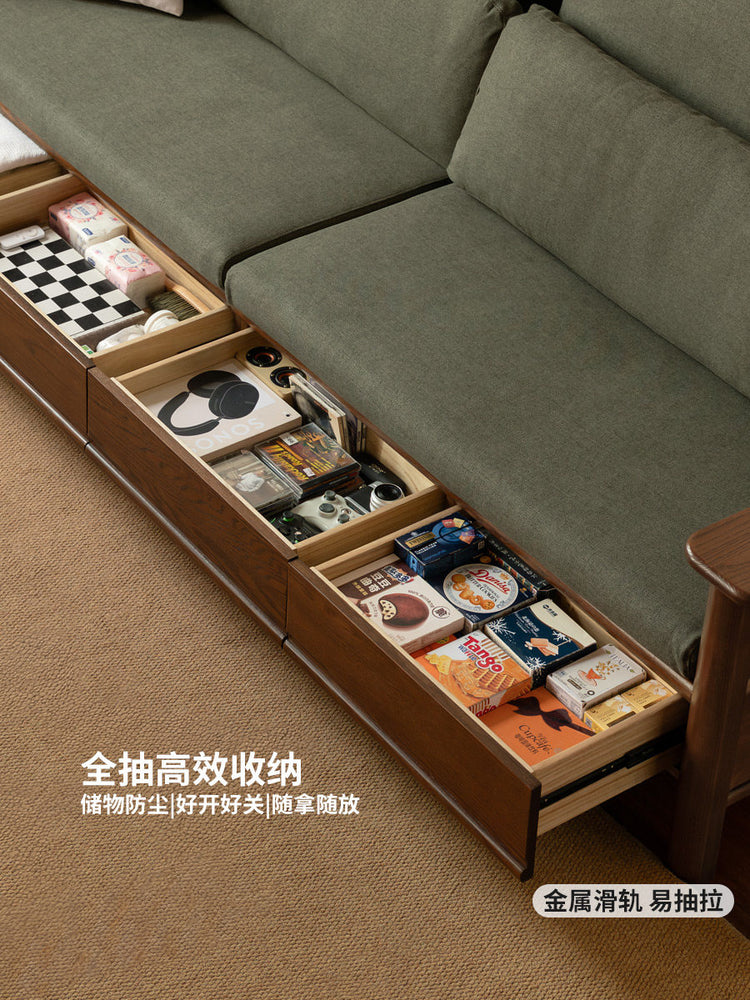 实木客厅现代简约储物橡木小户型冬夏两用沙发
