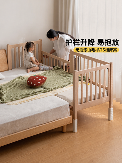 实木儿童床大人可睡床边加宽拼接神器升降护栏宝宝床