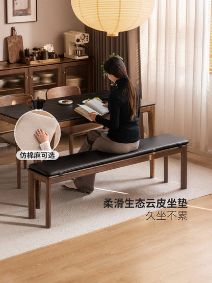 实木长条凳餐厅黑胡桃木餐凳卧室床尾凳简约休闲凳子