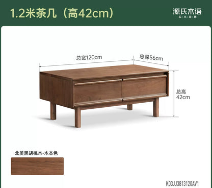 实木茶几客厅现代简约黑胡桃木茶桌小户型方形茶台