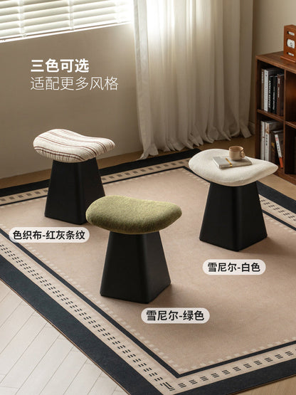 化妆椅卧室中古风梳妆凳马鞍形布艺软包凳换鞋沙发凳