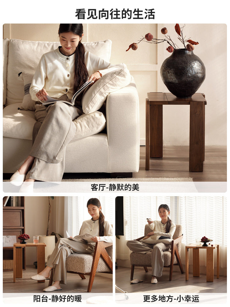 实木边几客厅现代简约方几黑胡桃木角几小户型板凳