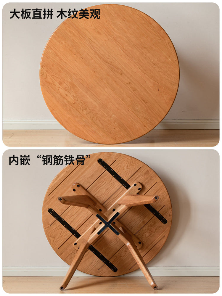 实木餐桌餐厅复古风樱桃木饭桌小户型简约吃饭圆桌