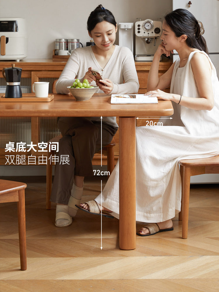实木餐桌中古风餐厅吃饭桌樱桃木简约大板桌桌椅组合