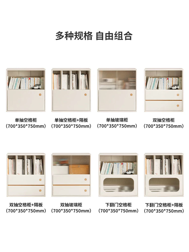 实木书柜客厅落地靠墙储物柜多功能收纳柜自由组合模块柜