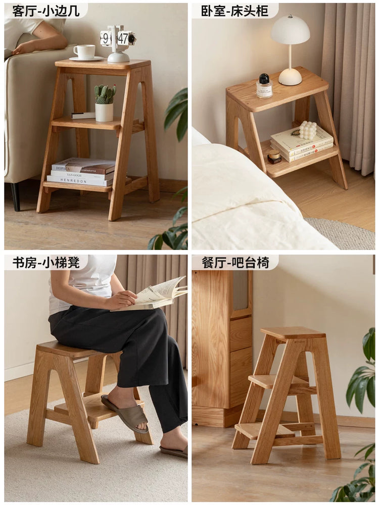 实木梯凳踏脚凳餐厅橡木吧台椅厨房凳高凳子餐凳