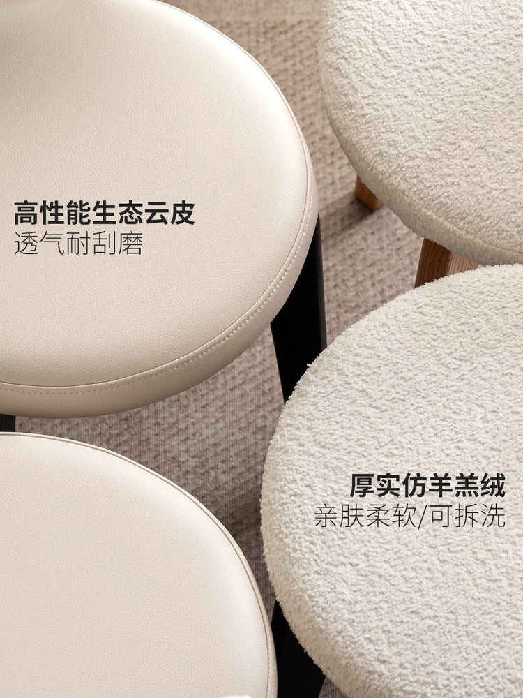 实木化妆凳现代简约凳子女生卧室梳妆凳仿羊羔绒软包椅