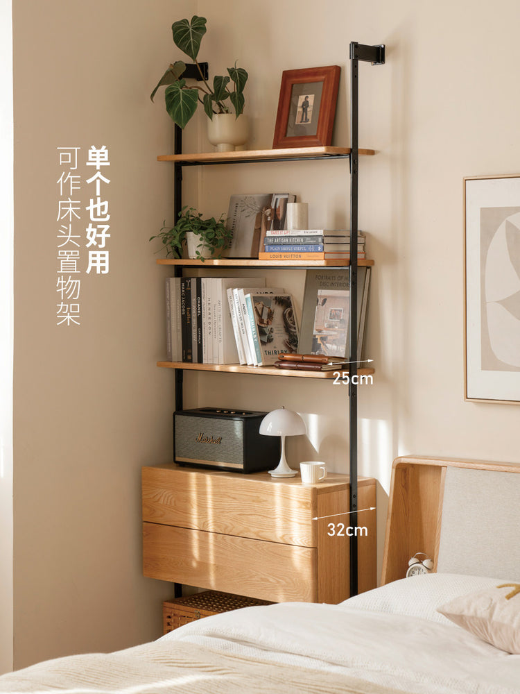 实木壁挂书架工业风书房多层置物架手办展示架收纳架