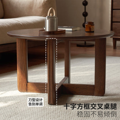 实木茶几客厅现代简约茶台胡桃色圆几小户型茶水台