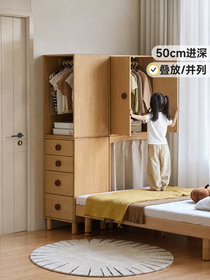 实木儿童衣柜卧室自由组合收纳储物柜子小户型床尾柜