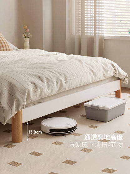 实木床现代简约无床头榻榻米床小户型北欧卧室家具白色床