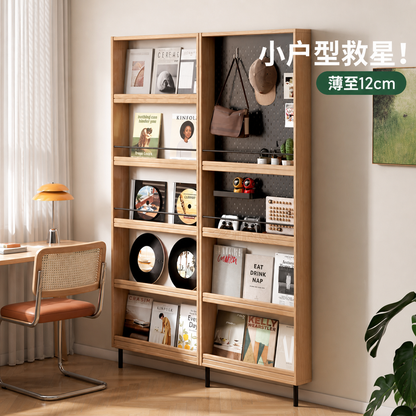 实木书架书房橡木收纳架超薄靠墙置物架小户型组合展示架