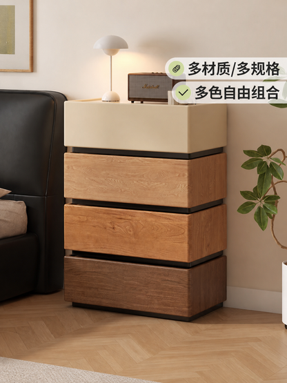 实木床头柜简约现代黑胡桃木床边柜卧室自由组合储物斗柜