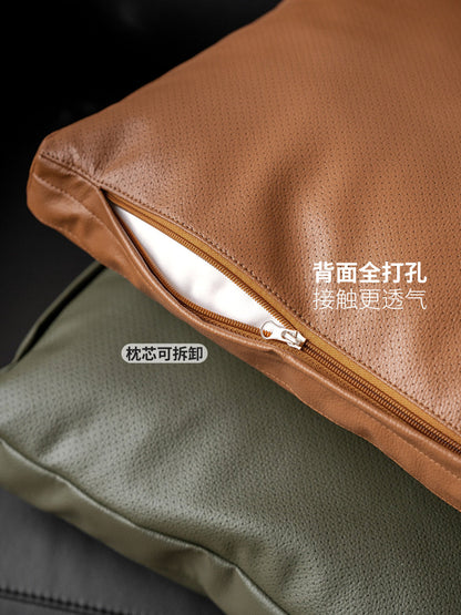 皮革抱枕防尘防水客厅沙发靠背枕卧室床头靠垫办公室腰枕