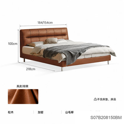真皮床现代简约头层牛皮大床主卧意式轻奢黑色软包双人床