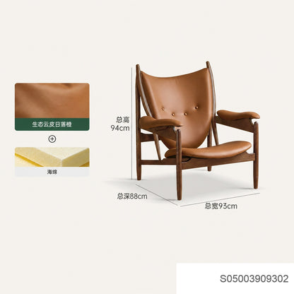 布艺沙发椅客厅白蜡木单人椅设计师阳台休闲椅黑色酋长椅