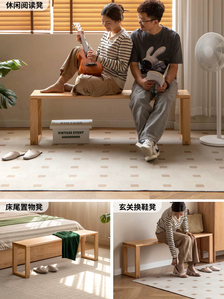 实木长条凳餐厅原木餐凳长板凳床尾凳简约橡木凳子
