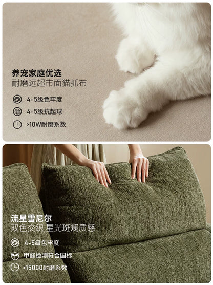 布艺沙发复古猫爪布直排客厅高靠背三人位沙发
