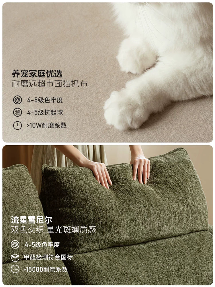 布艺沙发复古猫爪布直排客厅高靠背三人位沙发