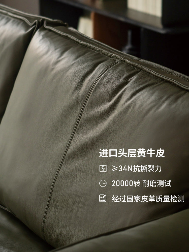 实木现代简约黑胡桃直排沙发客厅高靠背真皮沙发
