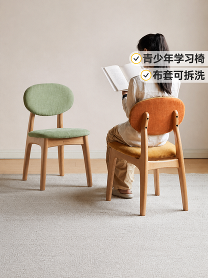 实木儿童学习椅小学生写字椅青少年可拆洗软包靠背椅