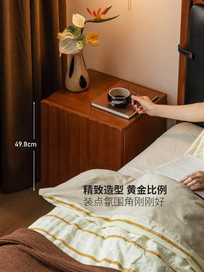 实木床头柜卧室包豪斯储物柜中古风双抽收纳柜置物柜