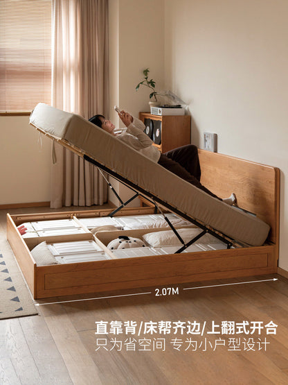实木箱体床储物床气压高箱床复古樱桃木卧室双人床收纳床