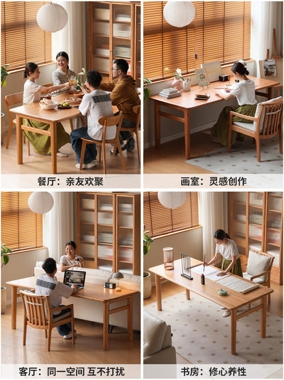 实木书桌办公桌大工作台靠墙电脑桌餐桌樱桃木写字桌
