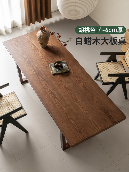 山野原木自然边大板桌餐厅白蜡木餐桌书桌客厅工作台