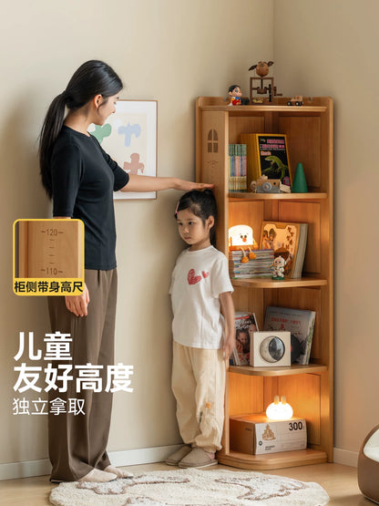 实木儿童转角书柜书房落地墙角置物柜学生多层收纳柜