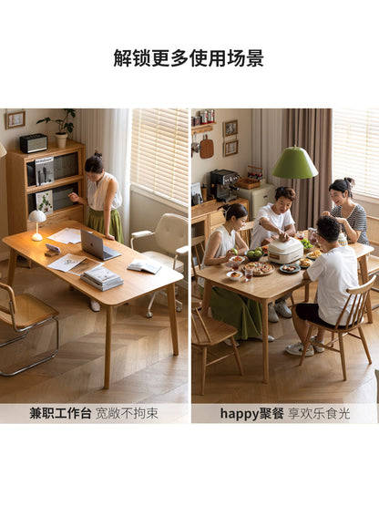 实木餐桌长方形吃饭桌子橡木饭桌工作台餐桌椅组合