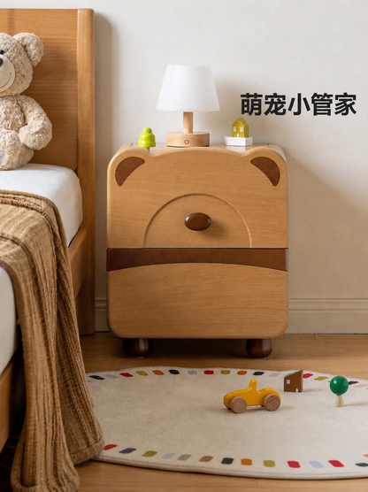 实木儿童床头柜卡通小熊床边柜小户型卧室宝宝收纳储物柜