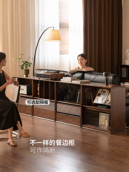 实木书柜书房现代简约胡桃色组合模块柜小户型收纳柜