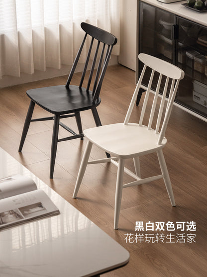 实木餐椅餐厅现代简约餐桌椅黑色温莎椅原木靠背椅椅子
