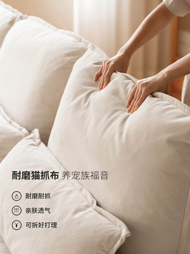 实木现代简约客厅橡木猫抓布直排落地沙发
