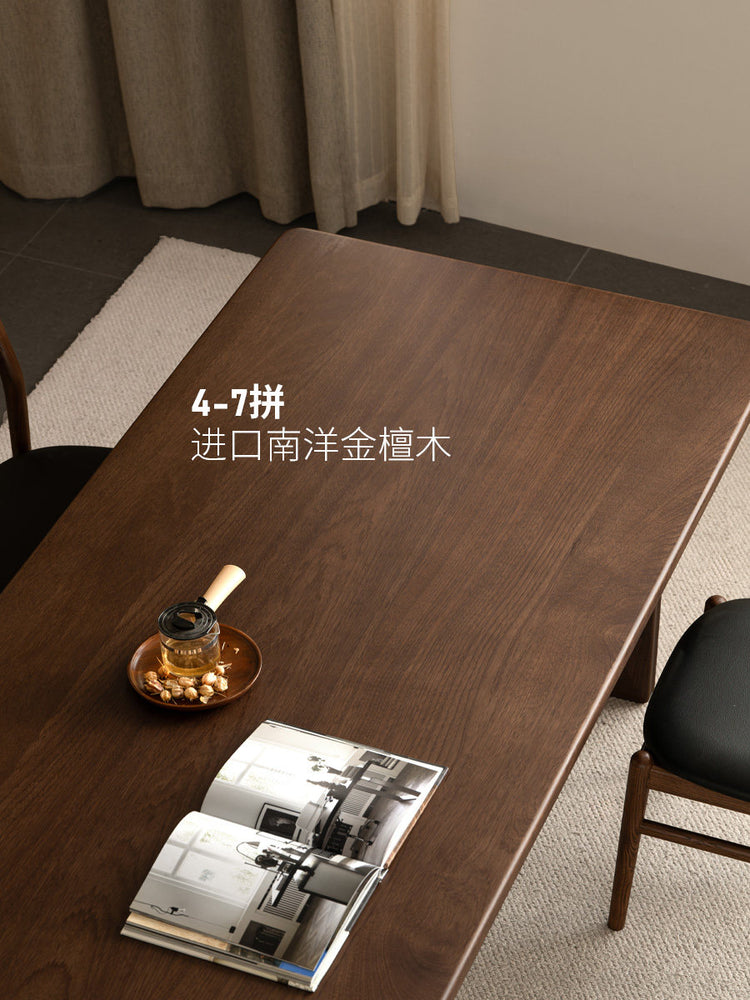 实木长餐桌餐厅厚面原木大板桌胡桃色桌子茶桌工作台